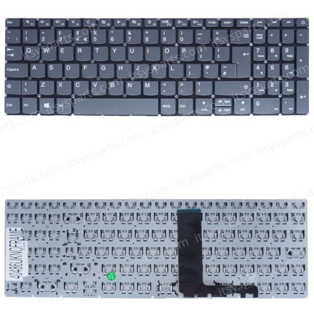 Laptop Keyboard for Lenovo IdeaPad V320-17IKB 81AH 81CN V320-17ISK 81B6 320-17IKB 80XM 81BJ 320-17AST 80XW 5CB0N96198 5CB0N96238 UK No Frame Gray ( SKU.40486UKNOFRAME )
