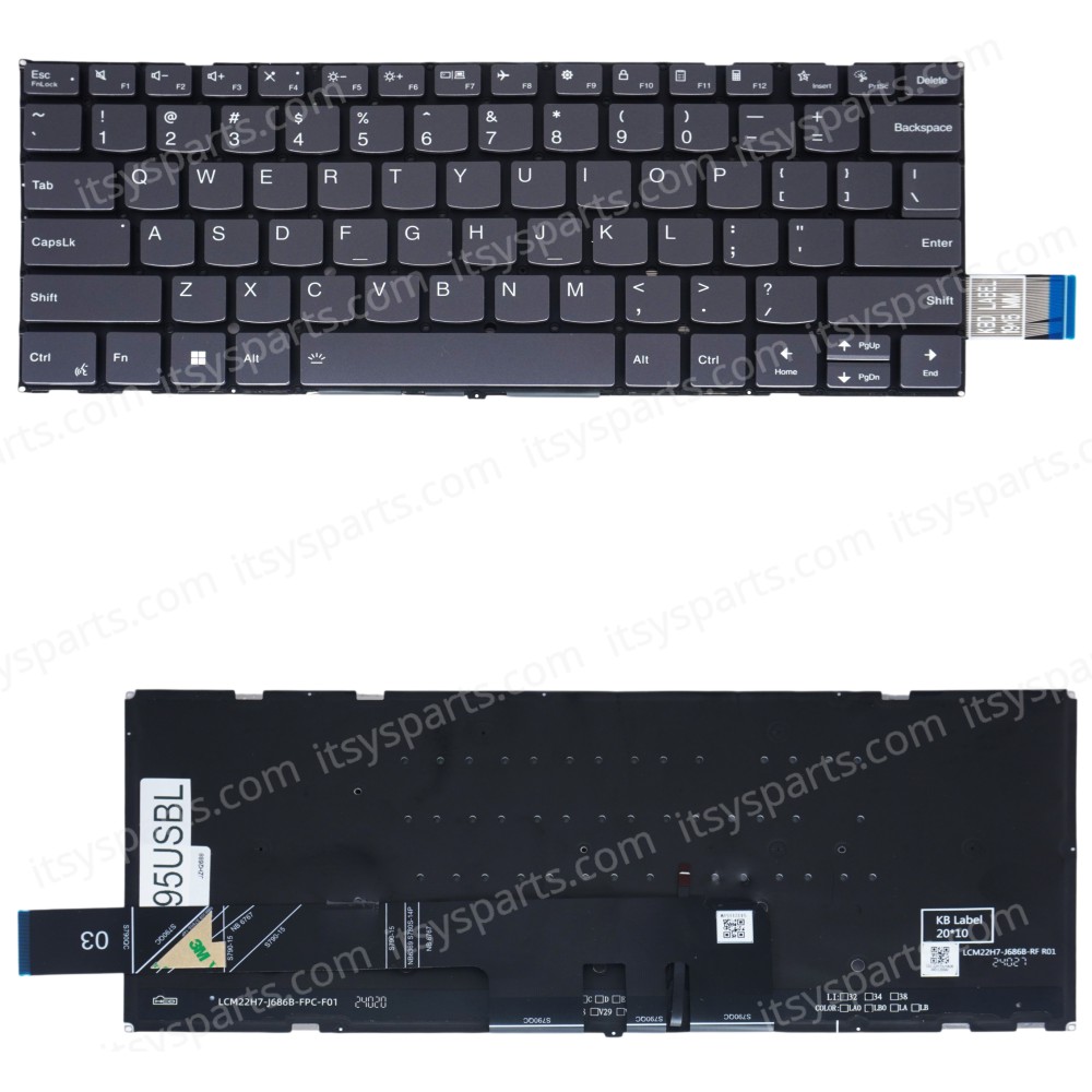 Laptop Keyboard for Lenovo Yoga Pro 7 14IRH8 82Y7 14APH8 82Y8 14ARP8 83AU 9 14IRP8 5CB1L39422 5CB1L39469 5CB1L50343 5CB1L50300 PH4CVXB US No Frame Backlight Gray ( SKU.40495USBL )