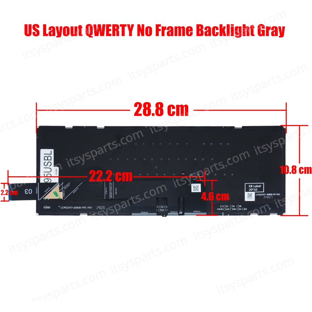 Laptop Keyboard for Lenovo Yoga Pro 7 14IRH8 82Y7 14APH8 82Y8 14ARP8 83AU 9 14IRP8 5CB1L39422 5CB1L39469 5CB1L50343 5CB1L50300 PH4CVXB US No Frame Backlight Gray ( SKU.40495USBL )