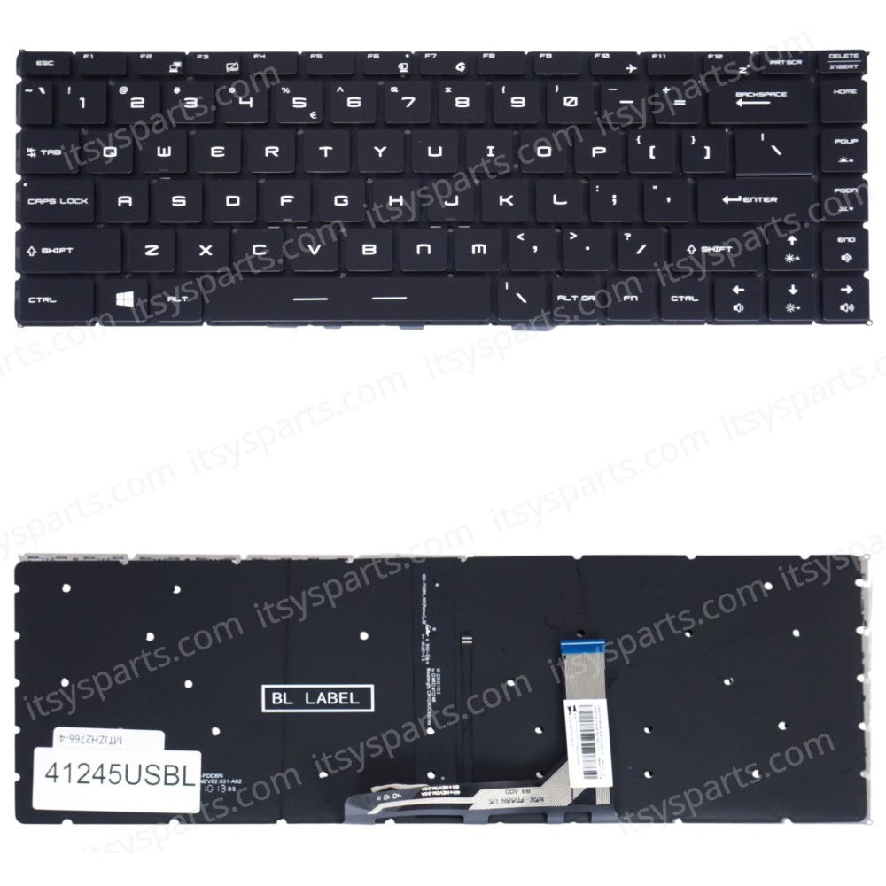 Laptop Keyboard for MSI Modern 14 A10RB Modern 14 A10M 14 A10RAS Stealth GF63 MS-14B3 S1N3EUS601D10 US No Frame Backlight Βlack ( SKU.41245USBL )