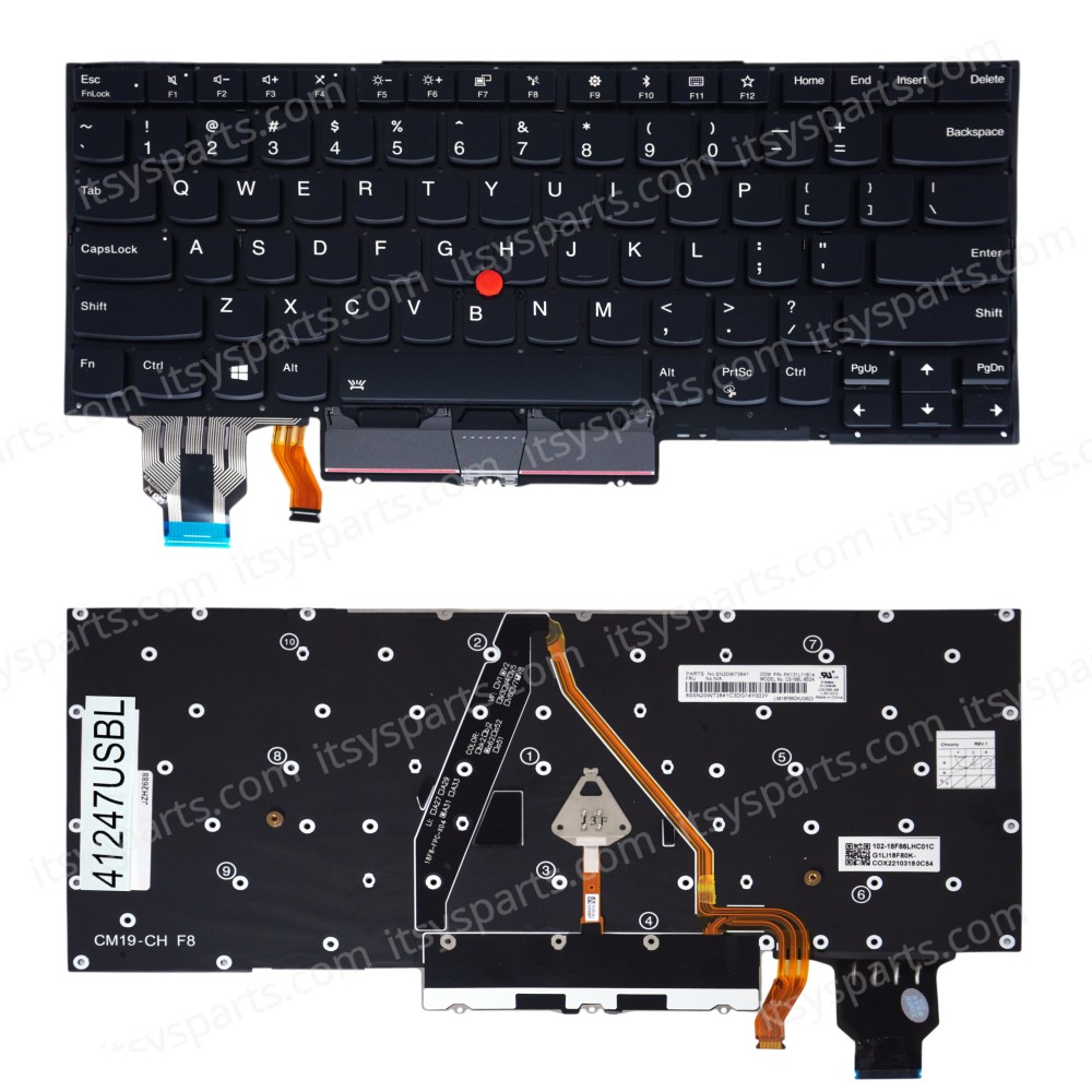 Laptop Keyboard for Lenovo X1 Yoga 4th Gen Type 20QF 20QG 20SA 20SB 5M10V24845 5M10V24859 5M10V24917 5M10V24919 5M10V24847 US No Frame Backlight Pointer Black ( SKU.41247USBL )