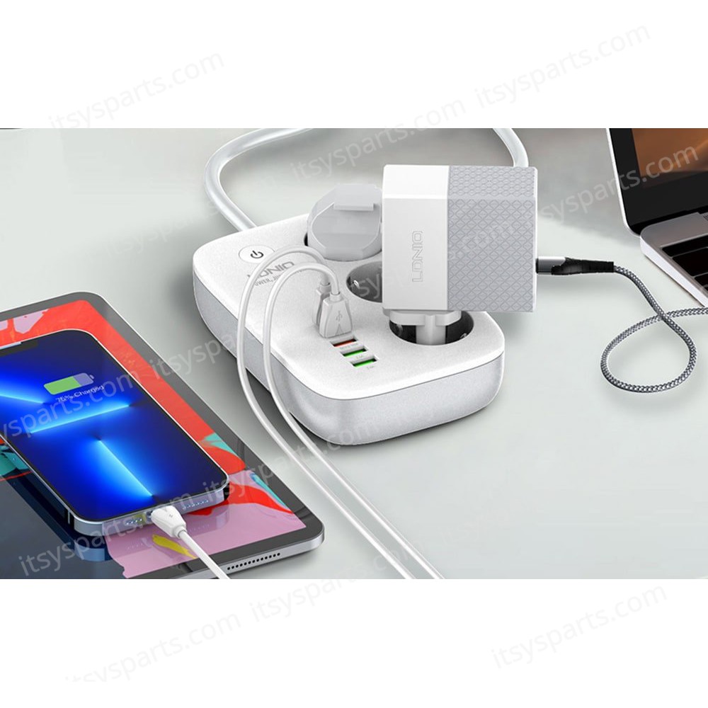 WiFi Smart Power Strip with Switch Multi-socket Smart Guard LDNIO SEW3452 with 3 EU Outlets 2500W & 3 USB-A & USB-C 30W with 2m power cord ( SKU.1-PER0064 )