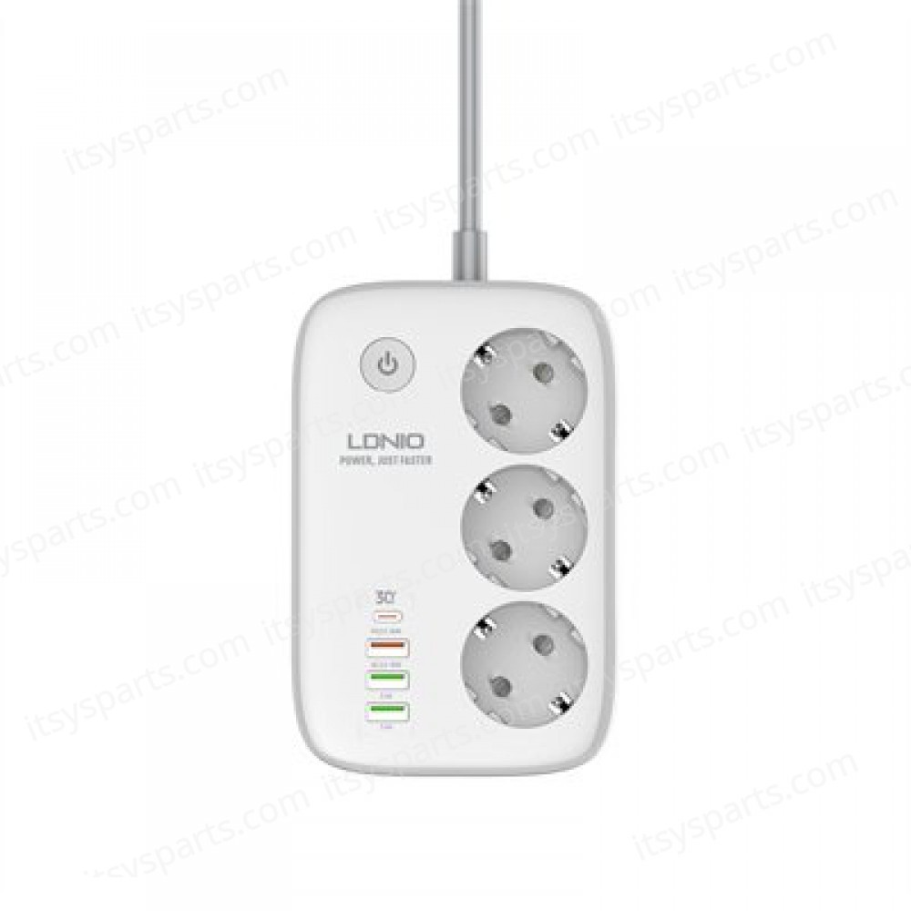 WiFi Smart Power Strip with Switch Multi-socket Smart Guard LDNIO SEW3452 with 3 EU Outlets 2500W & 3 USB-A & USB-C 30W with 2m power cord ( SKU.1-PER0064 )