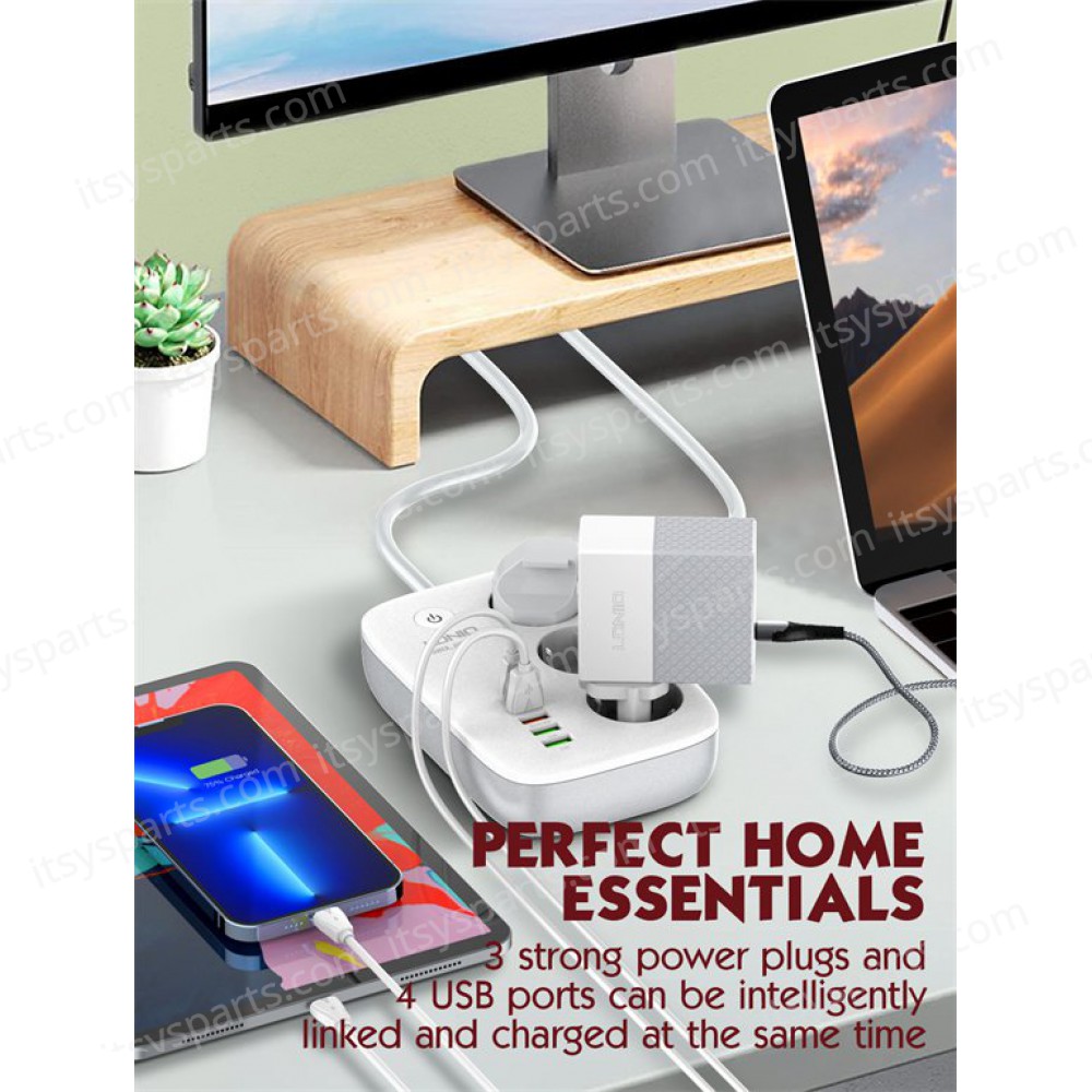 WiFi Smart Power Strip with Switch Multi-socket Smart Guard LDNIO SEW3452 with 3 EU Outlets 2500W & 3 USB-A & USB-C 30W with 2m power cord ( SKU.1-PER0064 )