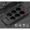 Power Strip with Switch Multi-socket Smart Guard LDNIO SE6403 with 6 EU Outlets 2500W & 4 USB-A 17W with 2m power cord Black ( SKU.1-PER0065 )