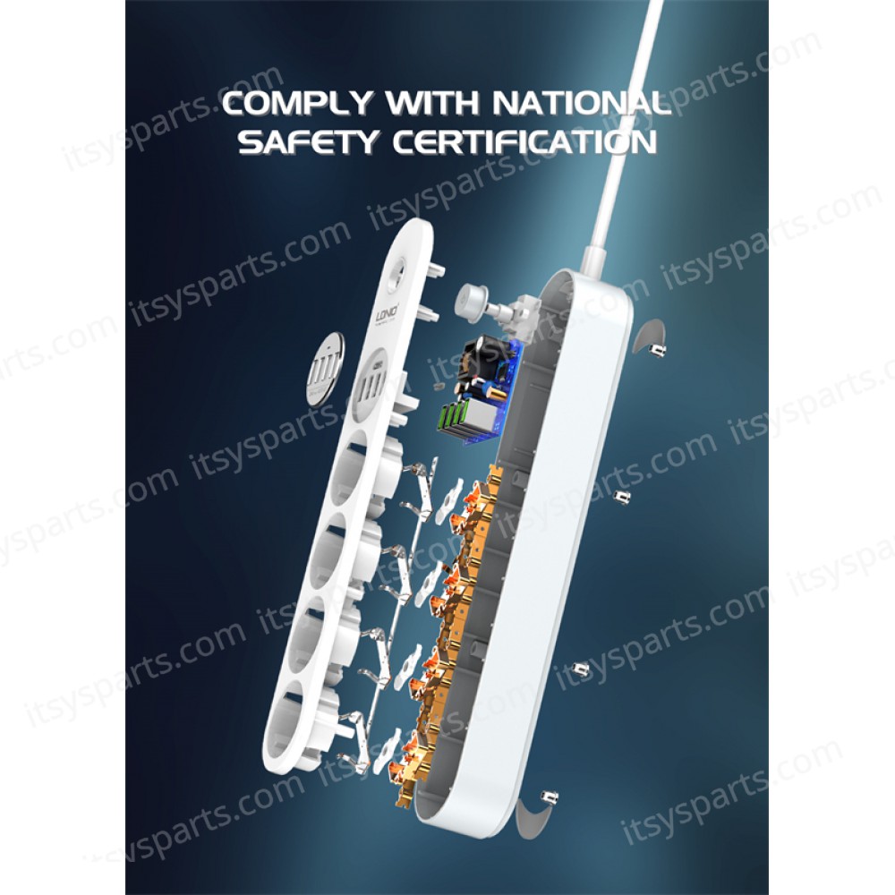 Power Strip with Switch Multi-socket Smart Guard LDNIO SE4432 with 4 EU Outlets 2500W & 4 USB-A 17W with 2m power cord ( SKU.1-PER0066 )