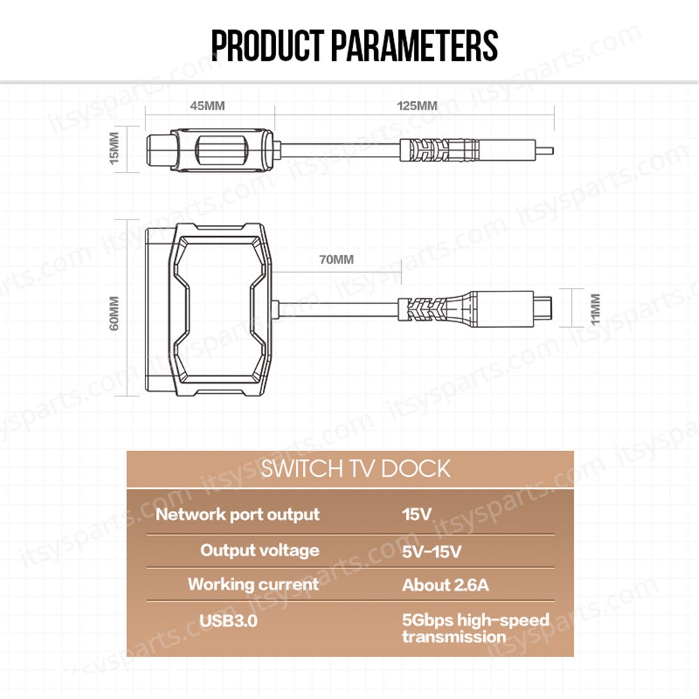 TV Dock Station - Hub Adapter Type-C with LAN & HDMI & USB 3.0 for Nintendo Switch/Switch OLED HS-SW250 ( SKU.1-GAME008 )