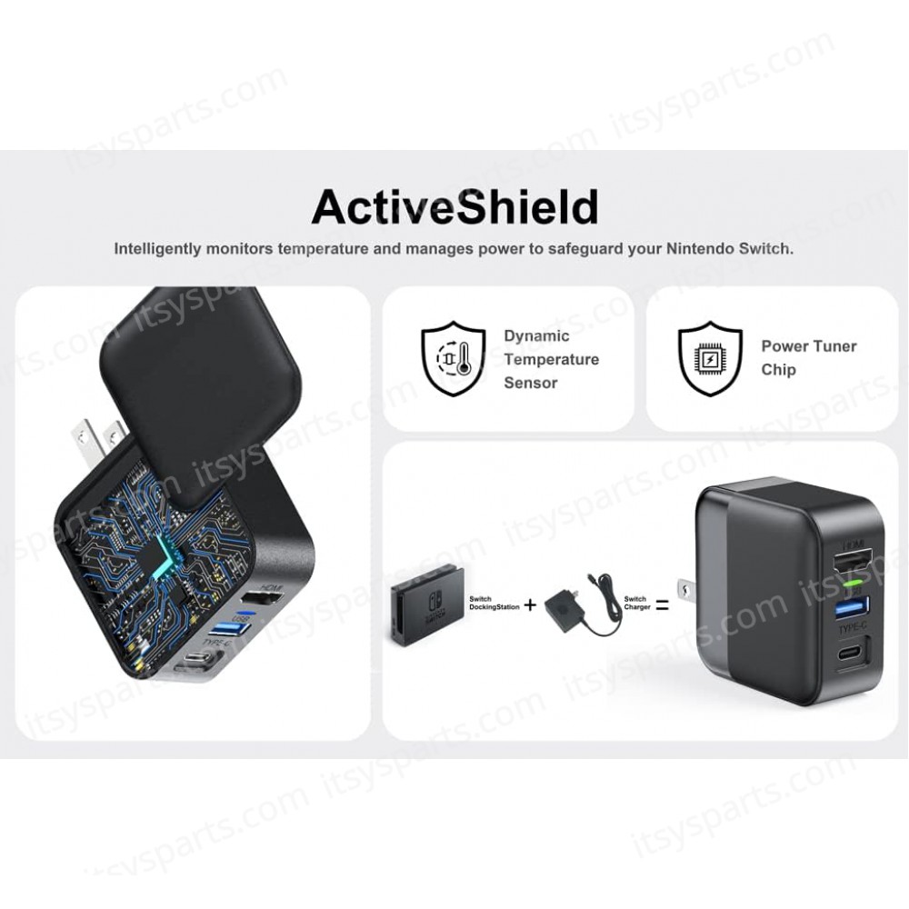 Switch Dock Charger - Portable TV Docking Station for Nintendo Switch/Switch OLED with 4K@60Hz HDMI/USB2.0/USB-C 3.1 39W 2.6A HYC-TW669 ( SKU.1-GAME011 )