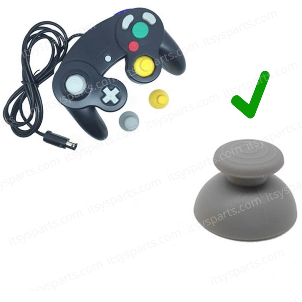 3D Analog Joystick with Thumbstick Thumb Stick Cap for Nintendo GameCube NGC Controller Gray ( SKU.1-GAME036 )