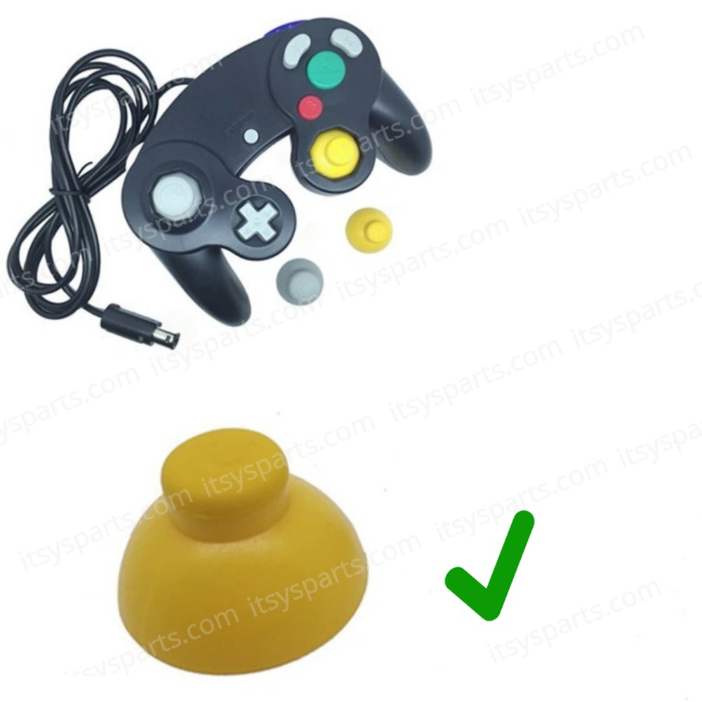3D Analog Joystick with Thumbstick Thumb Stick Cap for Nintendo GameCube NGC Controller Yellow ( SKU.1-GAME037 )