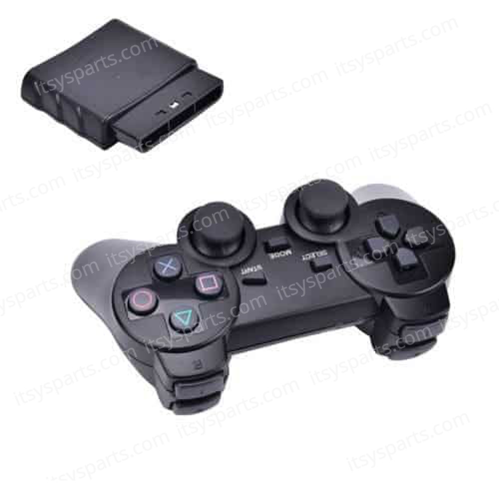 Wireless 2.4G Dual Vibration Shock Controller Joystick Joypad for Sony PS2/PS1 Black ( SKU.1-GAME048 )