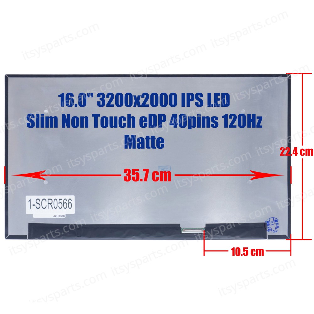 Laptop Screen monitor for Lenovo Legion S7 16IRH8  Legion 7 16IRX9 5D11K21134 16.0'' 3200x2000 3.2K IPS LED Slim Non Touch 72% NTSC eDP 40pins 120Hz Matte ( SKU.1-SCR0566 )
