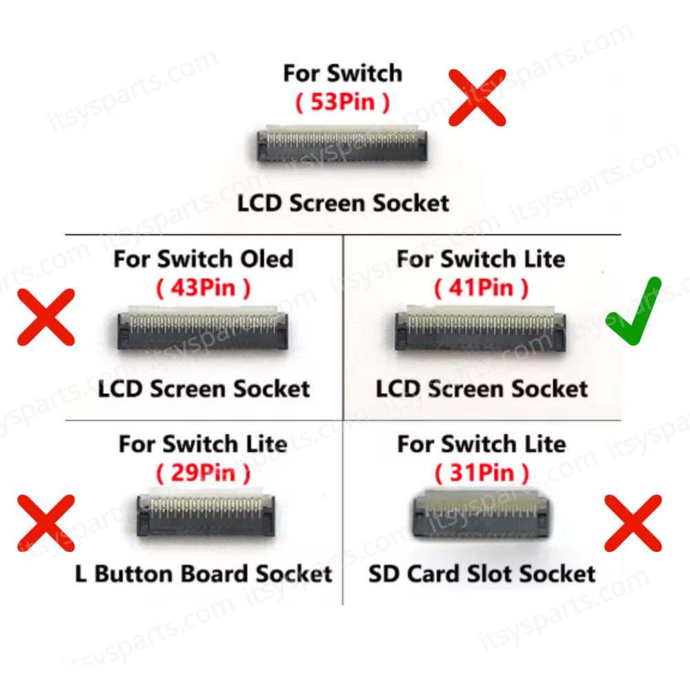 LCD Screen FPC Connector Socket Compatible with Nintendo Switch LITE Console Motherboard 41 Pins HDH-001 ( SKU.1-GAME191 )