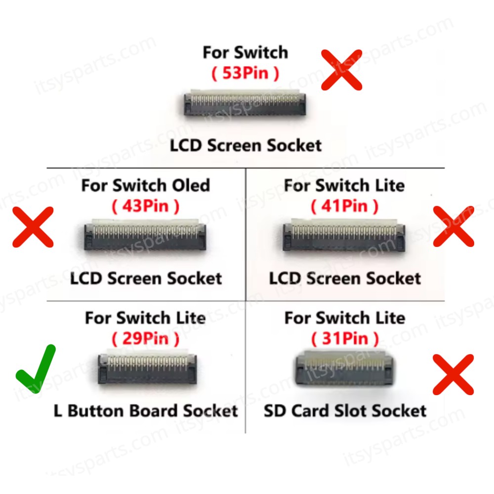 Left board socket Motherboard Interface for Nintendo Switch Lite L Button 29pins ( SKU.1-GAME195 )