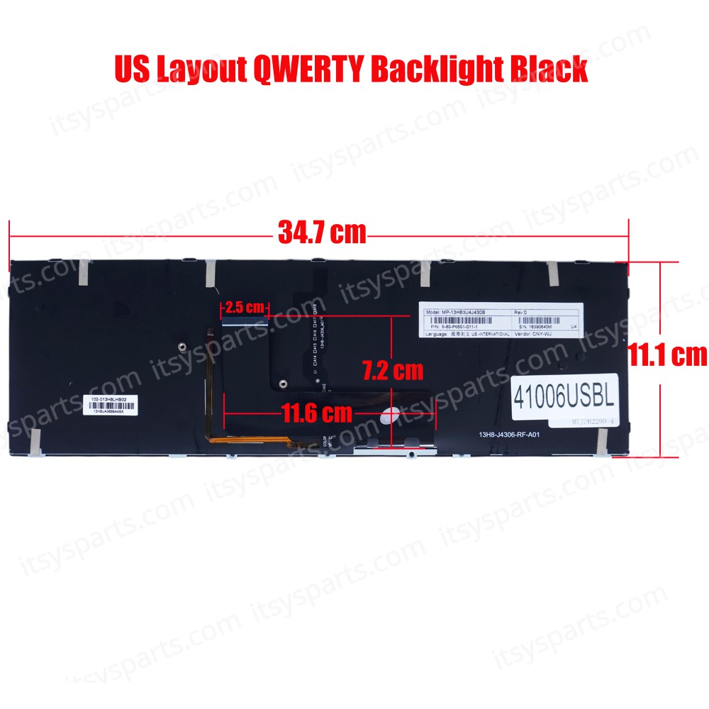 Laptop Keyboard for Clevo N170RD MP-13H86GRJ430B 6-80-P6500-221-1 102-013H8LHA05 US Backlight Black ( SKU.41006USBL )