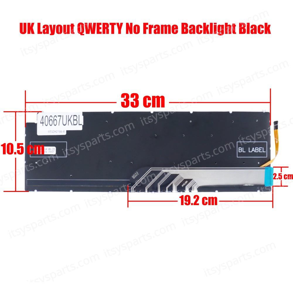 Laptop Keyboard for Dell Inspiron 5593 7706 2-in-1 0kn4-0wwtw2 0kn4-0l2gr13 490.0ge07.0 okn4-0L2GR13 cn-0wwtw2-dfh00 pk132r12b04 UK No Frame Backlit Black ( SKU.40667UKBL )