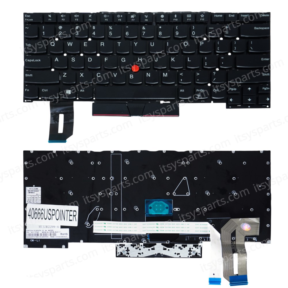 Laptop Keyboard for Lenovo ThinkPad E490 - Model/Type : 20N8 01YP332 SN20P32882 PK131661A13 SG-90470-2DA US No Frame Pointer Black ( SKU.40666USPOINTER )