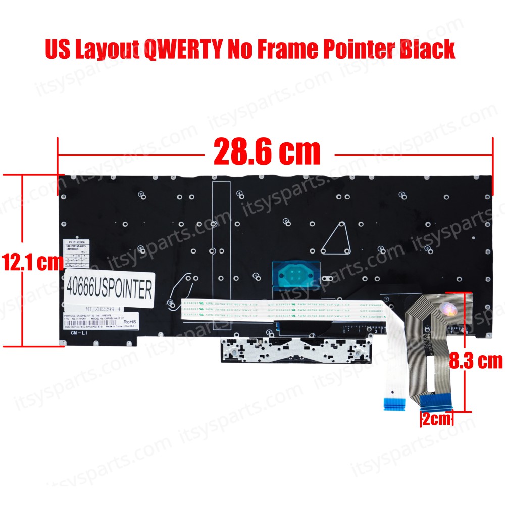 Laptop Keyboard for Lenovo ThinkPad E490 - Model/Type : 20N8 01YP332 SN20P32882 PK131661A13 SG-90470-2DA US No Frame Pointer Black ( SKU.40666USPOINTER )