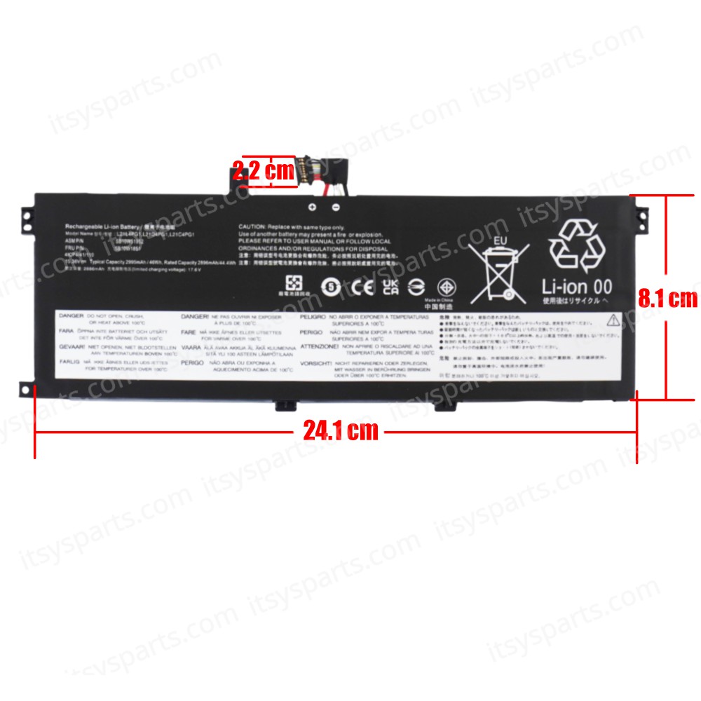 Laptop Battery for Lenovo ThinkPad L13 Gen 3 21B3 21B4 21B9 21BA SB10W51952 5B10W51851 L21L4PG1 L21M4PG1 15.36V 46Wh 2995mAh ( SKU.1-BAT0892 )