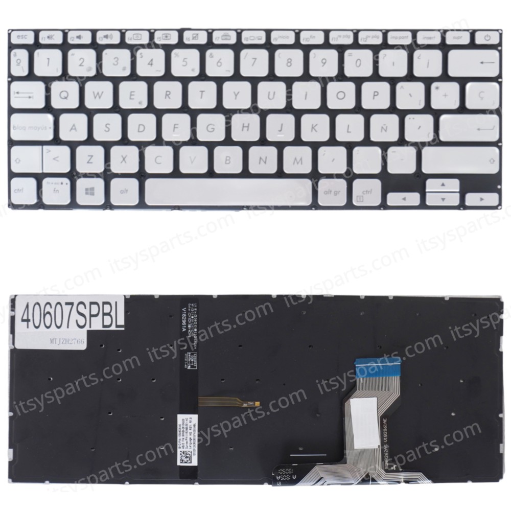 Spanish Laptop Keyboard for Asus Vivobook 14 X420FA X420UA X420FA-EK 90NB0K01-R31FR0 SP No Frame Backlight Silver ( SKU.40607SPBL )