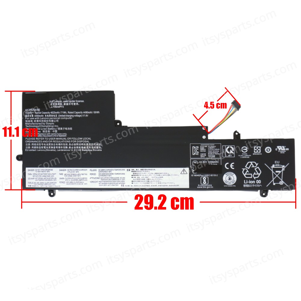 Laptop Battery for Lenovo IdeaPad 7-15ITL05 82AA 82AACTO1WW 82AC 82AC000VAU L19M4PF5 5B10W65278 15.44V 69Wh 4490mAh  with cable 8 pins ( SKU.1-BAT0898 )