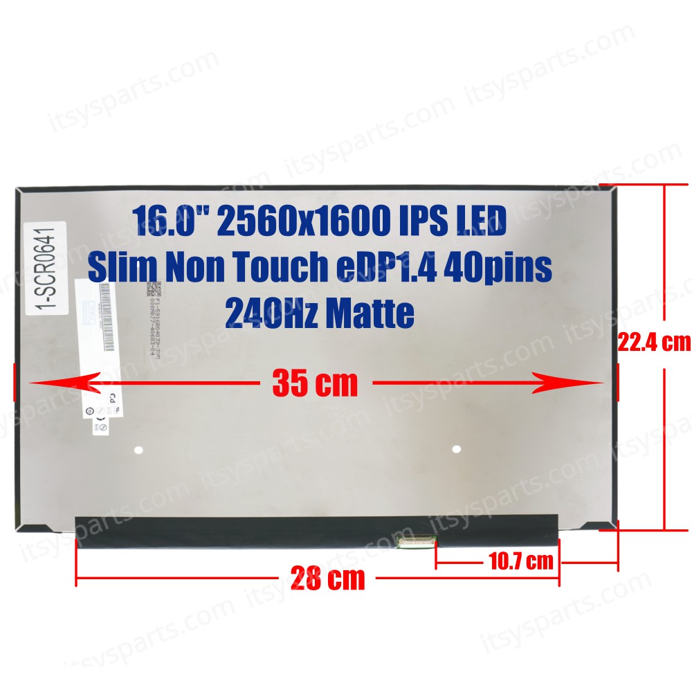 Laptop Screen monitor for Dell Alienware x16 R2 x16 R1 m16 R1 AMD G16 7630 B160QAN02.Z RHJNF 0RHJNF 16.0'' 2560x1600 WQXGA IPS LED Slim Non Touch 99% DCI-P3 eDP1.4 40pins 240Hz Matte ( SKU.1-SCR0641 )