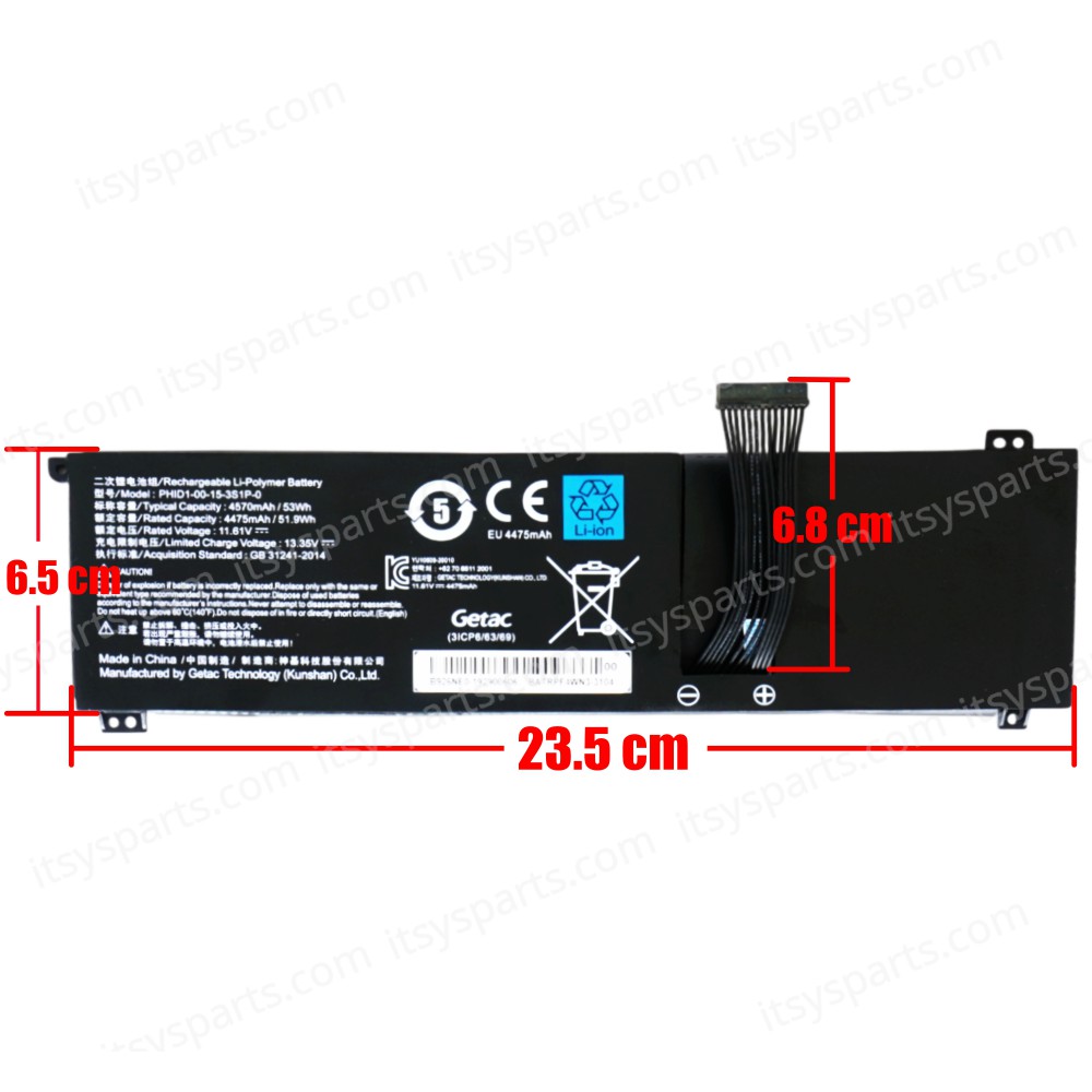 Laptop Battery for Mechrevo F1 Schenker Vision 14 Adata XPG Xenia 14 PHID1-00-15-3S1P-0  11.61V 53Wh 4570mAh with cable 13pins ( SKU.1-BAT0913 )