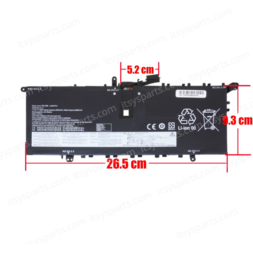 Laptop Battery for Lenovo Yoga Slim 7 14Q8X9 Gen 9 L23M4PF2 5B11N42049 5B11N42051 7.74V 70Wh 9050mAh with cable 12pins ( SKU.1-BAT0917 )