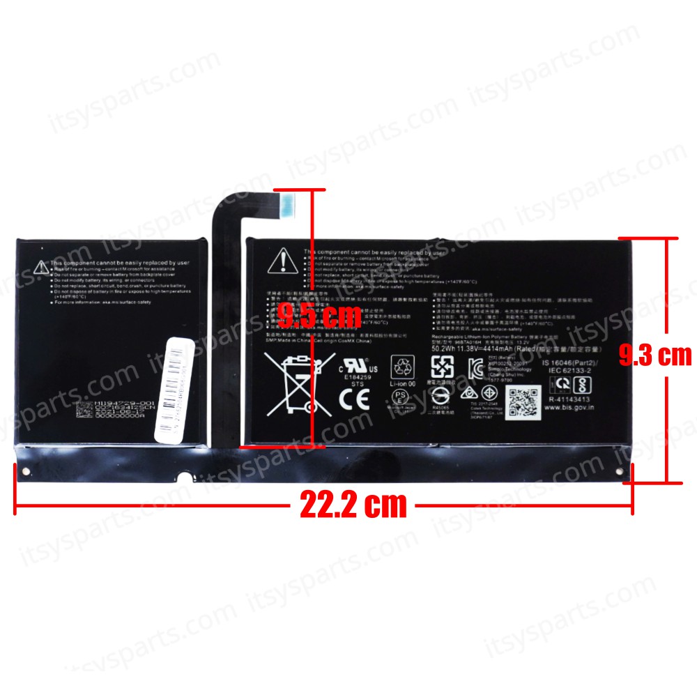 Laptop Battery for Microsoft Surface Pro 8 96BTA016H DYNC01 11.38V 50.20Wh 4414mAh with cable (SKU.1-BAT0935)