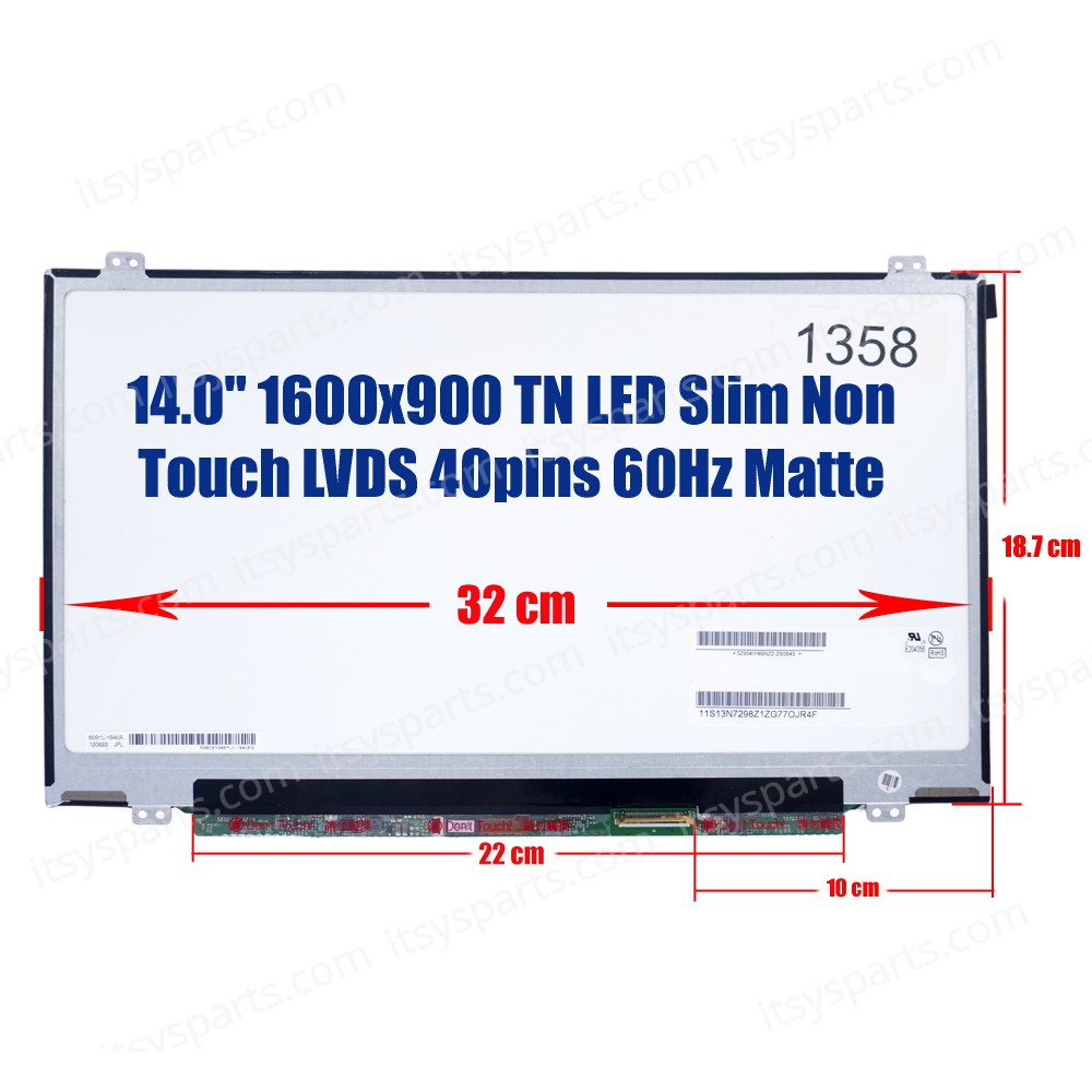 Laptop Monitor 14.0'' 1600x900 WSXGA HD+ LED 40pin (B) Laptop Screen Monitor (Ref. 1-1358)