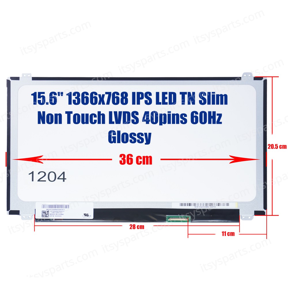 Laptop Monitor 15.6'' 1366x768 WXGA HD LED 40pin Slim (L) Laptop Screen Monitor (Ref. 1-1204)