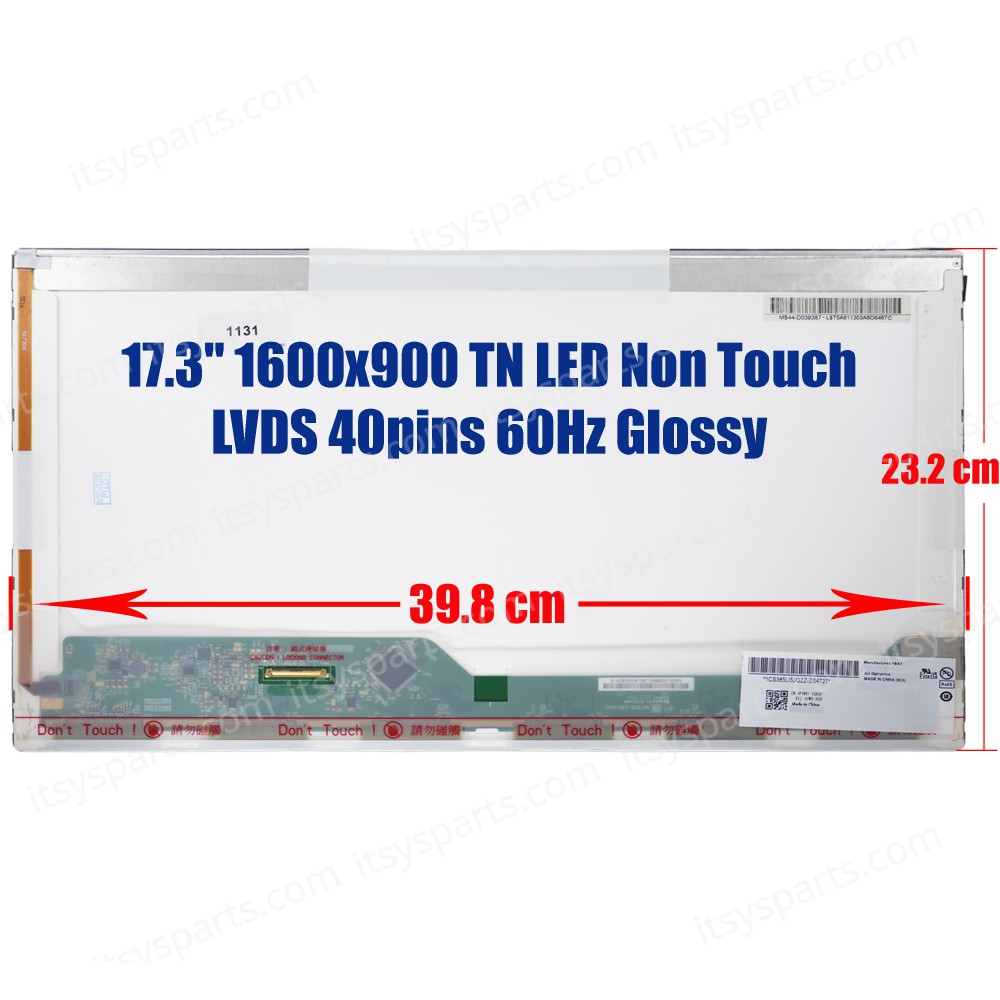 Laptop Monitor 17.3'' 1600x900 WSXGA HD+ LED 40pin Laptop Screen Monitor (Ref. 1-1131)