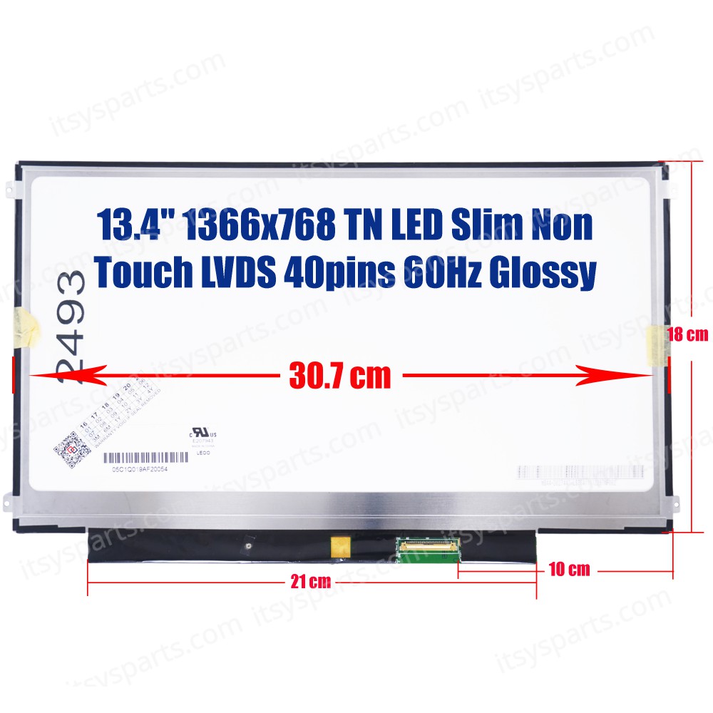 Laptop Monitor 13.4'' 1366x768 WXGA HD LED 40pin Slim (R) Laptop Screen Monitor (Ref. 1-2493)