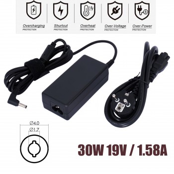 Laptop Power Adapter - AC Adapter Charger HP 30W 19V 1.58A 4.0mm X 1.7mm NSW23579 493092-001 496813-001 Laptop Notebook Charger - OEM High Quality (Ref.60080)