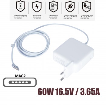 Laptop Power Adapter - AC Adapter Apple MacBook 60W MagSafe 2 16V 3.36A A1435 A1502 MD212LL/A MD565LL/A MD662LL/A md595 Laptop Notebook Charger - OEM High Quality (Ref.60123)