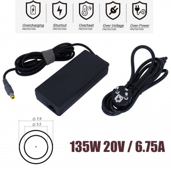 Laptop Power Adapter - AC Adapter Charger Lenovo ThinkPad 20V 6.75A 135W W510 45N0058 45N0059 45N0052 45N0053 45N0054 45N0055 45N0056 45N0057 Laptop Notebook Charger - OEM High Quality (Ref.60136)