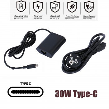 Laptop Power Supply - AC Adapter Charger Dell charger 30W USB-C 20V/12V/5V 1.5A/2A/2A (Ref.60146)