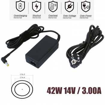 Power Supply Monitors - Laptop - AC Adapter Charger Samsung A3514_DHS S24D300BL S22C570 S24C370 T220390EW 42W 14V 3A 6.5mm X 4.4mm (Ref.60165)