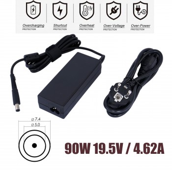 Laptop Power Adapter - AC Adapter Charger HP 90W 19.5V 4.62A 7.4mm X 5.0mm 693711-001 PA-1650-32HJ Laptop Notebook Charger (Ref.60166)