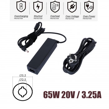 Laptop Power Adapter - AC Adapter Lenovo 65W PA-1650-56LC S340-15IWL 20V 3.25A 5.5mm X 2.5mm Laptop Notebook Charger - OEM (Ref.60171)