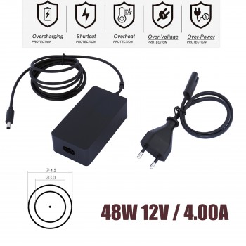 Laptop Power Supply - AC Adapter PSU Charger MICROSOFT SURFACE PRO 3 1627 48W Shell with Pin 12V 4A 4.5*3.0mm Tablet Notebook Charger - OEM (Ref.60179)