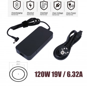 Laptop Power Supply - AC Adapter Charger Asus 19V 6.32A 120W connector size 6.0mm*3.7mm pin inside 040663-11 OEM (Ref.60214)