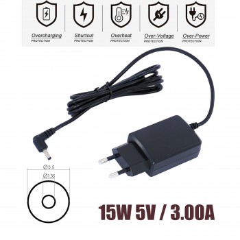 Power Adapter - AC Adapter Travel Charger for Quest V113-BK Tablet PC 5V 3A, PS 5V 3A 3.5mm*1.35mm - OEM (Ref.60227)