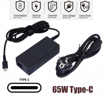 Laptop Power Supply - AC Adapter Charger 65W Type-c Acer Chromebook Spin 11 13 R 13 R13 14 15 311 314 511 512 CB314-1H CB314-1H-C34N CB314-1H-C884 A16-065N1A 3892A300 OEM (Ref.60240)