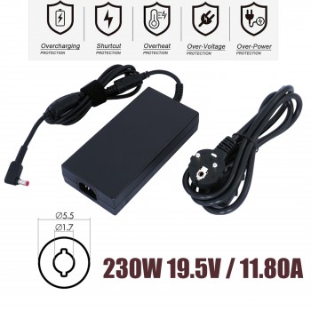 Laptop Power Supply - AC Adapter Charger for Acer Nitro 5 AN517-41 ADP-230EB T ADP-230CB B A135A013P A18-135P1A ADP-180MB K ADP-180TB F A17-230P1A A230A033P 19.5V 11.8A 230W 5.5mm*1.7mm Notebook Charger ( Ref.60262 )