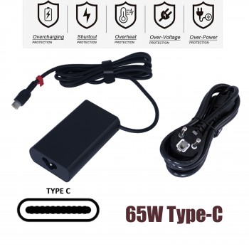 Laptop Power Supply - AC Adapter Charger for Lenovo ThinkPad T15 Gen 1 20S6 20S7 14s IML 20RS 02DL152 02DL128 00HM675 00HM677 00HM681 00HM682 65W Type-C Notebook Charger ( Ref.60293 )