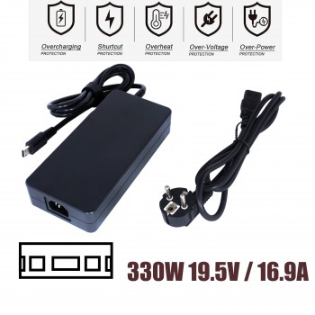 Laptop Power Supply - AC Adapter Charger for MSI Raider GE77HX GE67HX GE76 12UGS 12UHS ADP-330CB B ADP-330CB BH A17-330P2A 19.5V 16.90A 330W 12*0.7 Rectangle Square Notebook Charger ( Ref.60298 )