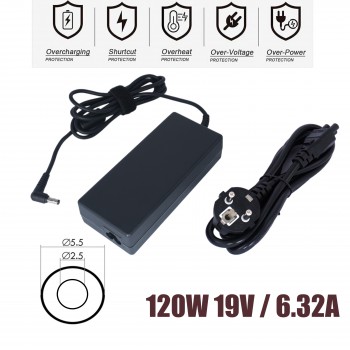 AC Adapter Laptop Notebook Charger for Fujitsu Lifebook CP163061-02 N3000 N58 N61 Series E8420 Amilo D7850 L6820 M1437 Xi1546 A7620 Esprimo Mobile V5535 19V 6.32A 120W 5.5mm*2.5mm ( SKU.60302 )
