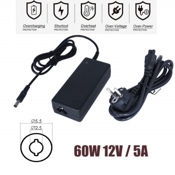 AC Adapter Laptop Notebook Charger for Dell S2319H S2319HN S2319NX 23" LED Monitor 12V 5A 60W 5.5mm*2.5mm ( SKU.60304 )