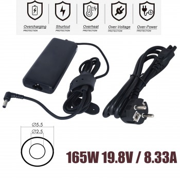 AC Adapter Laptop Notebook Charger for Razer Blade 14 (2017) Blade Pro RZ09-0220 RZ09-0195 RC30-0165 RZ09 RC30 Gaming 19.8V 8.33A 165W 5.5mm*2.5mm ( SKU.60305 )